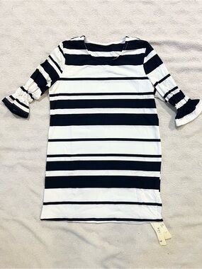 NOLITA Navy Blue White Striped Short Mini Dress Large NWT
